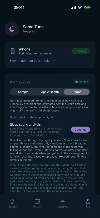 Settings screen explaining how the iPhone-only estimate works and what it cannot do